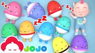 10 Ovos Surpresa Coloridos | Dez na Cama | Canções Infantis | Baby JoJo em Português