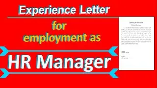Experience letter for employment as HR Manager | Experience Certificate for HR Manager