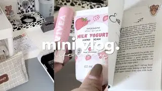 mini vlog 🩷 : drawing, skin care shopping, touching grass, trying boba, book unboxing