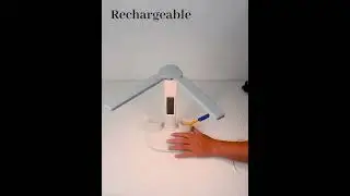 LED Clock Table Lamp USB Chargeable Dimmable Desk Lamps 2 Heads 180 Rotate Foldable Eye Protection