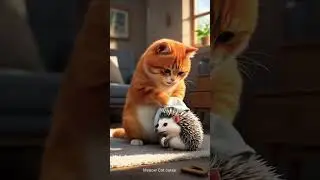 A cat helps a poor little hedgehog #ai #animation #cartoon #cat #shorts #cuteanimals #rabitrescue