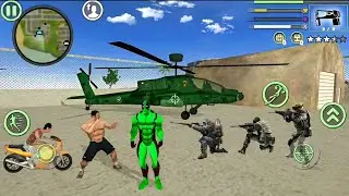 Green DeadPool Rope Hero Vice Town Simulator Flying Army Helicopter #24 - Android Gameplay