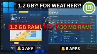 Windows 11 Weather Uses 1.2 GB RAM? Linux Mint Does It Better