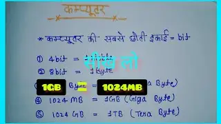 Bit, Byte, Nibble, KB, MB, GB, TB, equal To - (Memory Units)। Computer Smolest unit