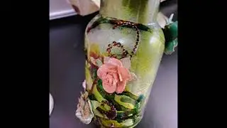 #757Mixed Media Collab( Altered Glass Jar)