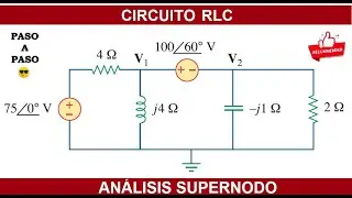 An&aacute;lisis de supernodo en corriente alterna - Problema Pr&aacute;ctica 10.2 Alexander Sadiku