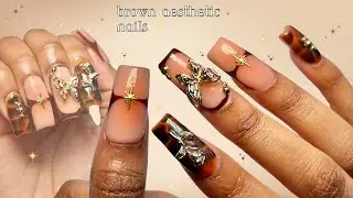 VIRAL BROWN POLYGEL NAIL SET 🤎 Brown Aesthetic Nail Art | Beginner Friendly Nail Tutorial