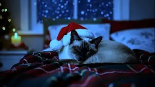 🎄 12 Hours Christmas Cat Relaxation 😺 Purring in Cozy Winter Bedroom &mdash; Calm Sleep & Holiday Ambience