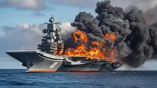 Today! Ukrainian F-16 Fighter Jets Destroy Russian Nuclear Aircraft Carrier in the Black Sea
