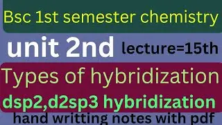 Types of hybridization=dsp2 and d2sp3 | bsc 1st semester chemistry 😊👍
