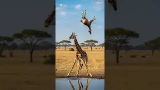 What is the hyena trying to do to the giraffe Watch this wild moment #wildlife #nature #animals
