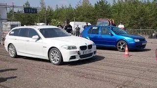 VW Golf 4 1.9tdi vs BMW 520D F10 1/4 mile drag race