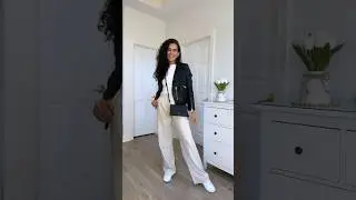 GRWM | styling  wide leg trousers with sneakers #ootd #style #shorts #fashion #leatherjacket