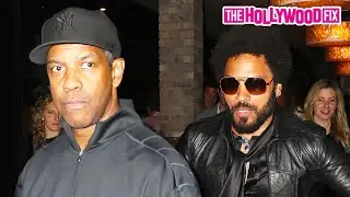 Denzel Washington & Lenny Kravitz Sign Autographs For Fans While Leaving Dinner Together At Craig's