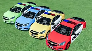 TRANSPORTING ALL COLORS DODGE CHARGER POLICE CARS VEHICLES WITH GARAGE ! BEAMNG DRIVE