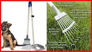 Spotty Wood Handle Pooper Scooper Durable Solid Metal Poop Tray with Rake 36.75