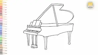 Piano instrument drawing easy | How to draw Piano step by step | drawing tutorials | art janag