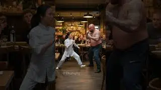 Tai Chi Girl Meets Bully at Restaurant #fight #selfdefense #taichi