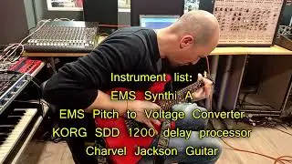 Controlling EMS Synthi A with an electric guitar using the EMS Pitch to Voltage Converter