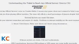 How to Fix Counter-Strike 2 “Failed to Reach Any Official Servers”