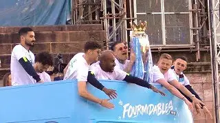 Man City Players Take Part In Trophy Parade Through Manchester City