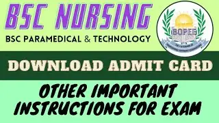 Admit Card for Bsc Nursing, Bsc Technology & Paramedical JKbopee 2021 | and Important Instructions