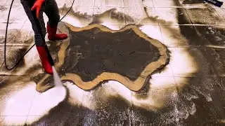 Jet black dirty awesome pattern carpet cleaning ASMR