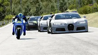 Yamaha YZR-M1 MotoGP vs Bugatti Chiron Super Sport 300+ vs Mercedes-Benz Vision EQ Silver Arrow