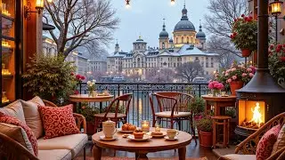 Warm Guitar Cafe Ambience ~ Relaxing Jazz for Winter Evenings | Cozy Fireplace Chill