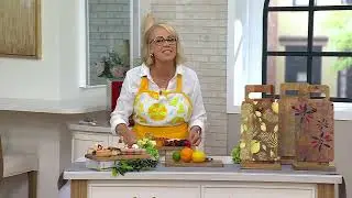 Temp-tations Seasonal (2) Wood Cutting Boards with Storage Stand on QVC