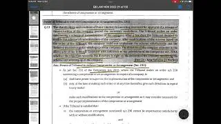 CA FINAL LAW DEC 2021 Exam (Question on Compromise arrangement and amalgamation)