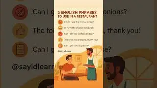 Speak confidently when eating out! Learn these #LearnEnglish #RestaurantEnglish #DailyEnglish