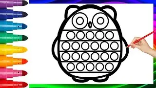 Owl Pop it fidget Drawing, Painting and Coloring for kids and toddlers | Draw popit#bird#popit #owl