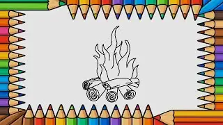 Camp fire Easy Drawing:  - Happy Learning! Learning for Beginners #drawing