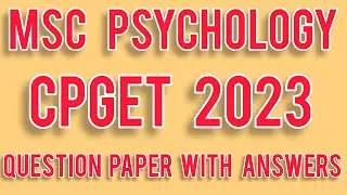 M Sc Psychology || Cpget 2023 || Question Paper With Answers