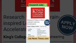 Research fellow jobs in Kings College of London #jobsinuk #phdjobs #phdjobs