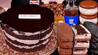 ASMR CHOCOLATE CAKE MALTESERS KITKAT ICE CREAM NUTELLA DESSERT MUKBANG 초콜릿 먹방チョコレート 咀嚼音EATING SOUNDS