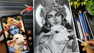 Krishna Drawing 😍With Pencil Sketch, How To Draw Lord Krishna With Cow❤️&zwj;🩹, Step By Step Tutorial