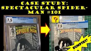 Case Study: Spectacular Spiderman 101 CGC graded 7.5 comic book clean press stain removal and resub