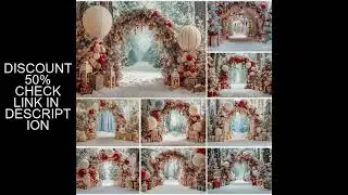 Arch Adorned With Christmas Decorations Photography Backdrop Child Family Birthday Cake Smash Photoc