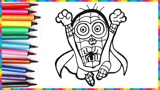 Easy Minion in Spider-Man Costume Drawing for Kids | Fun Cartoon Drawing Tutorial