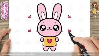 How to Draw a Cute Easy Bunny or Rabbit Doll - Step by Step 🐰✨