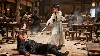 看似柔弱的少女竟是武功高強的黑衣殺手 ，一劍秒殺眾人！#武侠 #功夫