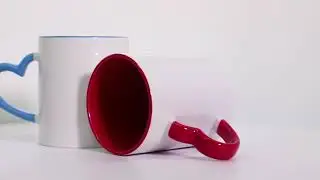 Inner Rim Color Mugs with Heart Handles