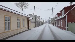 Haapsalu - 4K - Streets during snowfall - 2022