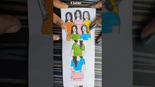 5 behen 😂😅 #art #drawing #shorts #comedy #funny #viral #video #artwork @Art_girl_jharana933