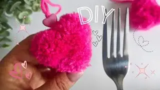 How to make Heart out of yarn from pompoms with Wool
