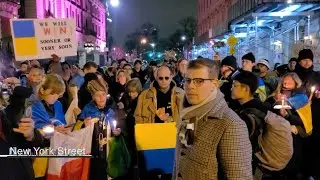 Pro-Ukrainian Candle Vigil At Russian Consulate New York City February 23 2023