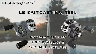FISHDROPS Baitcasting Reels,17+1BB Magnetic Brake Systems, High-Speed Ultra Smooth Low Profile