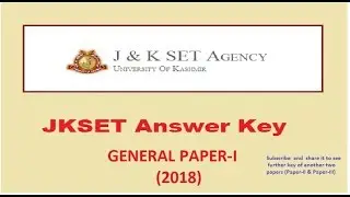 JK SET 2018 ANSWER KEY PAPER -I